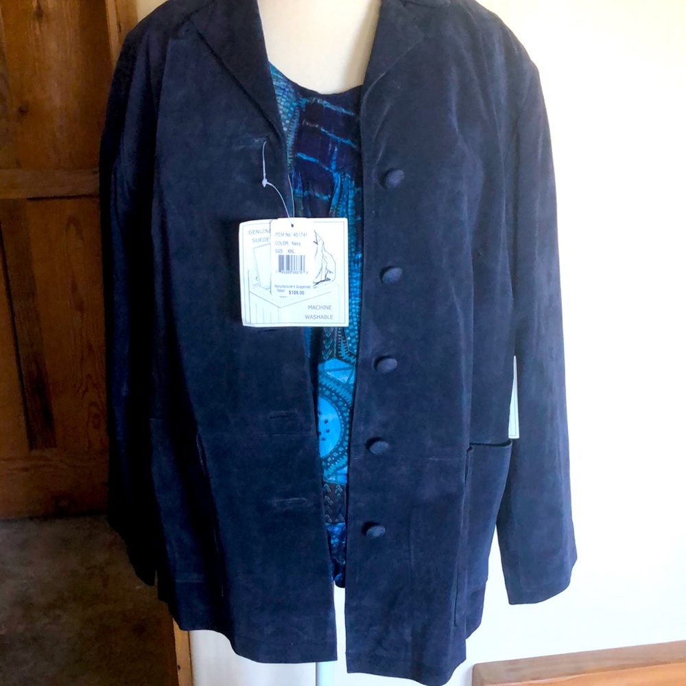 Gorgeous Navy Suede Stan Herman Studio Jacket- NWT